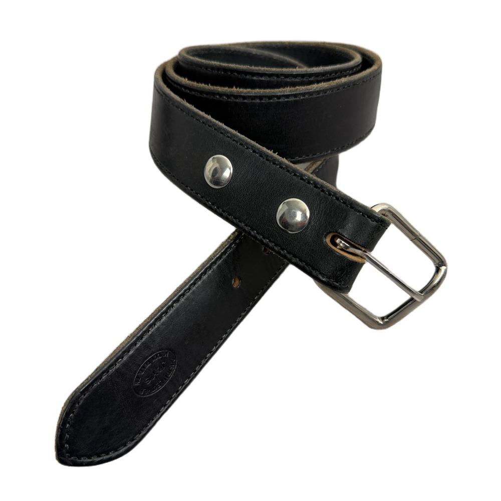 Jays Custom Leather Belt Black 44 Silver Buckle Handmade Muddy Pond TN 1.5"